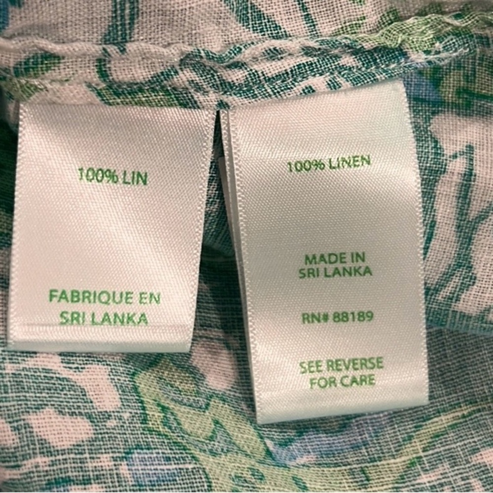 Lilly Pulitzer sea view linen button down shirt in botanical green safari M - Picture 8 of 12